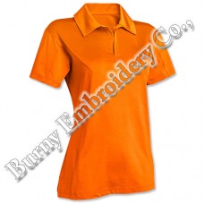 Women Orange Color Short Sleeve Polyester Cotton T-Shirts Polo Shirts